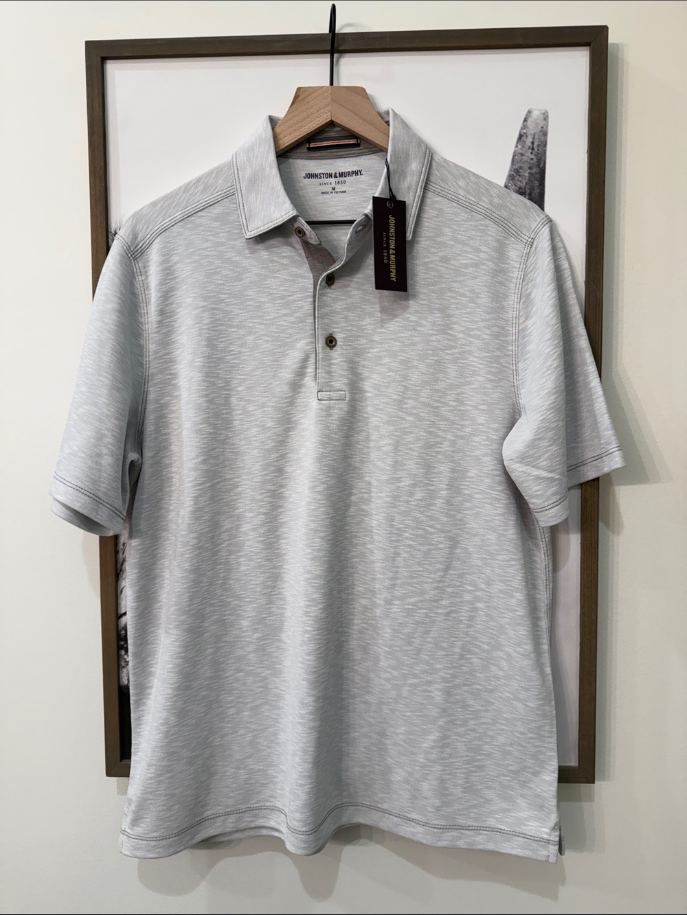 NWT 🏷️ Johnston & Murphy Light Gray Polo Shirt